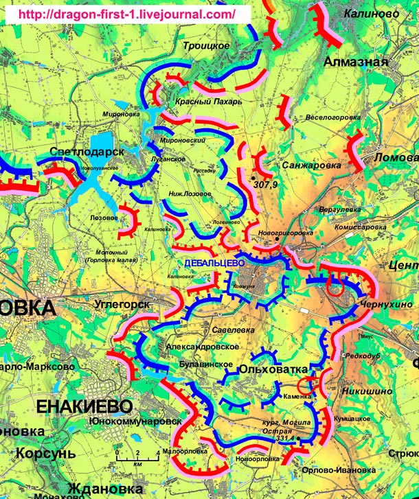 Карта Дебальцево на 6 февраля